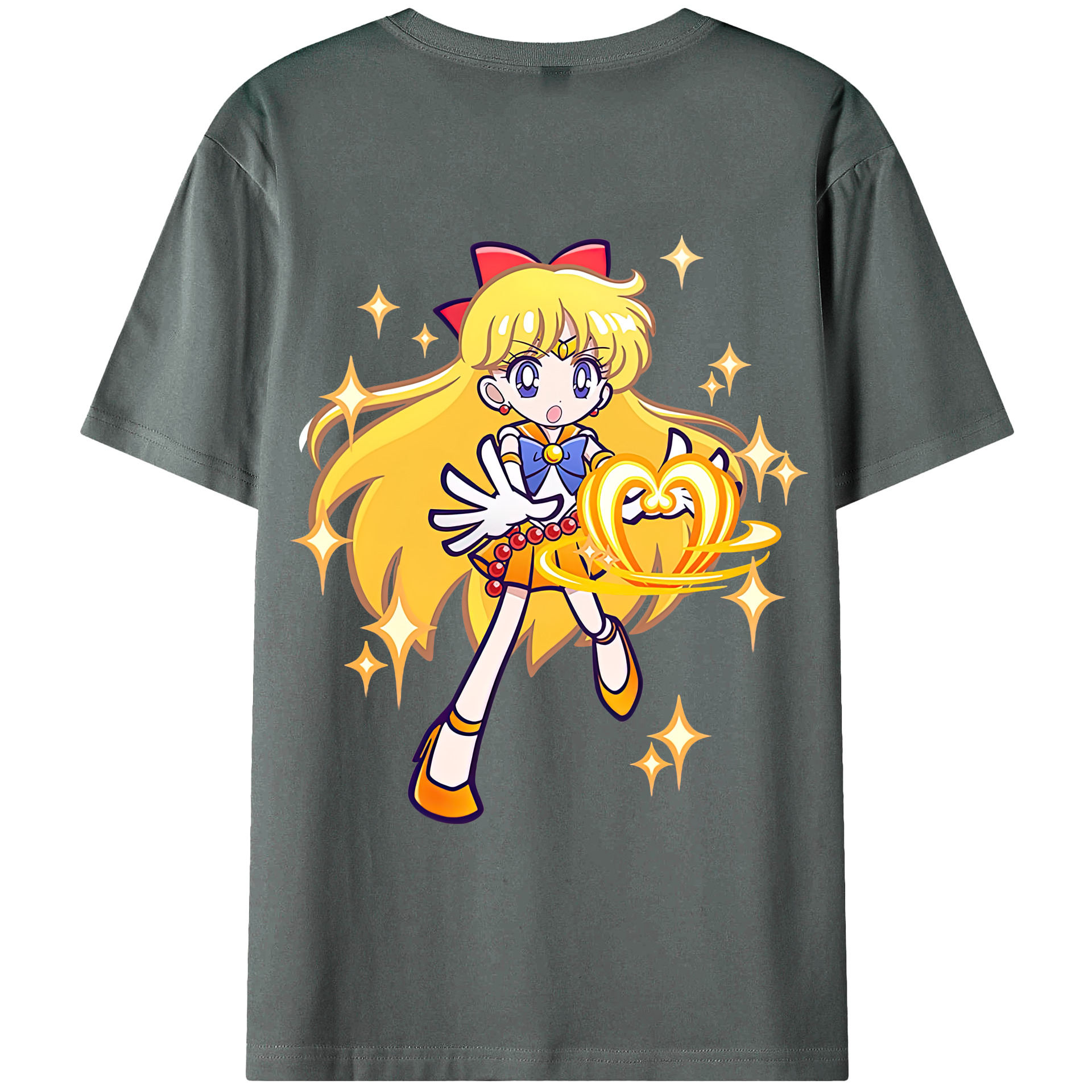 （画像用） 美少女戦士セーラームーン 愛野 美奈子 あいの みなこ Sailor Moon Aino Minako 綿100％ メンズ半袖Tシャツ（バックプリント） 通気性